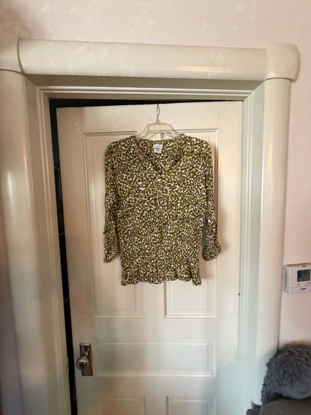 Jaclyn Smith Blouse Size XL/EG Green Multi Print Rayon